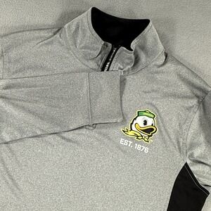 Oregon Ducks Men Activewear Shirt LG Gray Logo Box Seat 1/4 Zip Jacket New $50